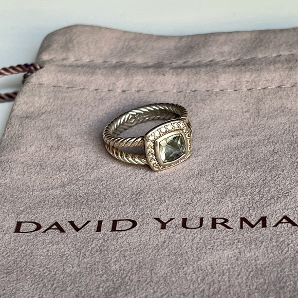 David Yurman Petite Albion® Ring with Prasiolite and Diamonds, sz 6.5 - Picture 5 of 10